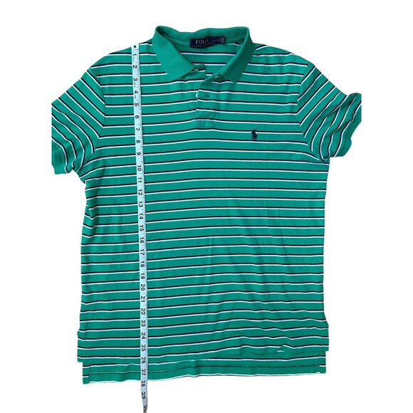 Polo Ralph Lauren Golf Polo Shirt Mens Large Green Stripe Short Sleeve Pony - Picture 6 of 8